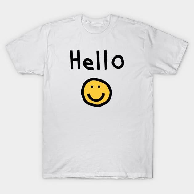 Hello with Smiley Face T-Shirt by ellenhenryart